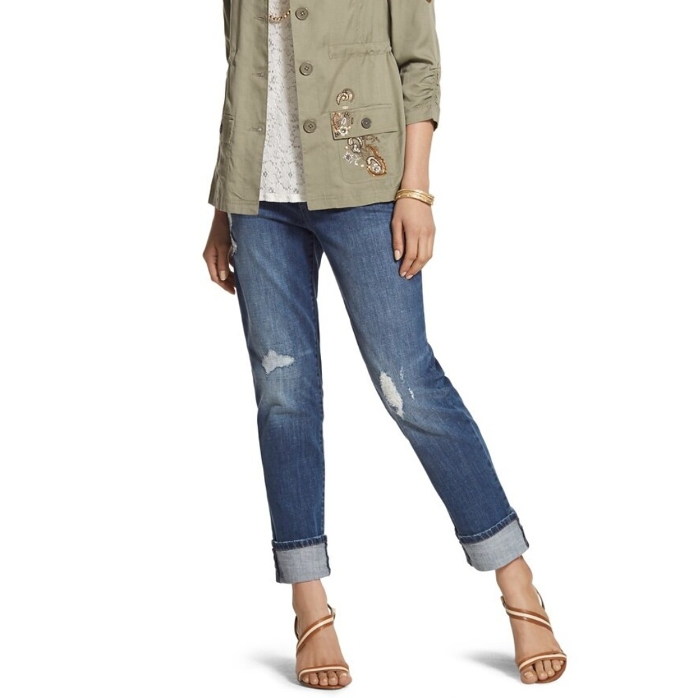 Perfectly Distressed Boyfriend Ankle Jeans 14P